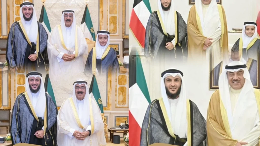 فهد الفايز السهلي ونجله يتشرفان بلقاء الشيخ مشعل الأحمد وولي العهد منصة السهول